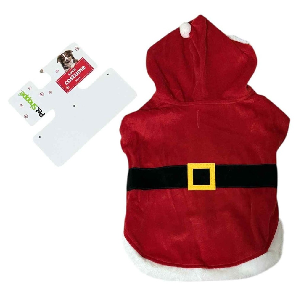 Pet Shoppe Christmas Santa Claus Dog Costume w Hat  M / L Fits Pets 20-35 lbs
